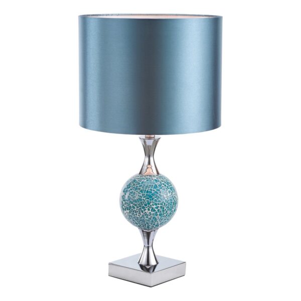 Elsa Table Lamp Polished Chrome Blue Mosaic With Shade - Image 3