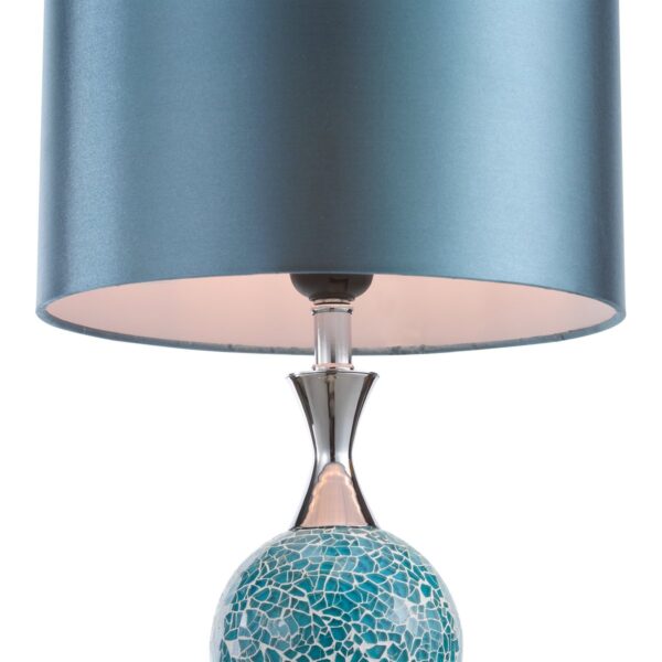 Elsa Table Lamp Polished Chrome Blue Mosaic With Shade - Image 6