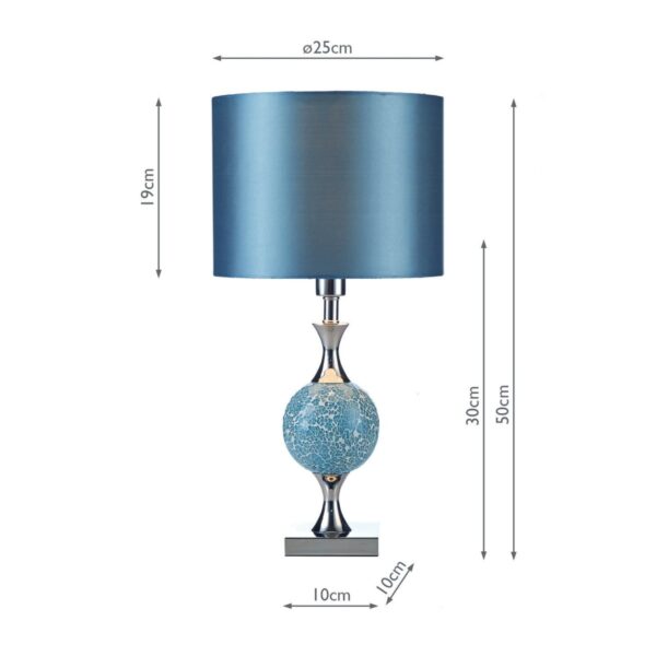Elsa Table Lamp Polished Chrome Blue Mosaic With Shade - Image 9
