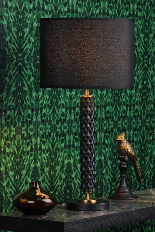 Emani Table Lamp Black Aged Gold With Shade - Image 5