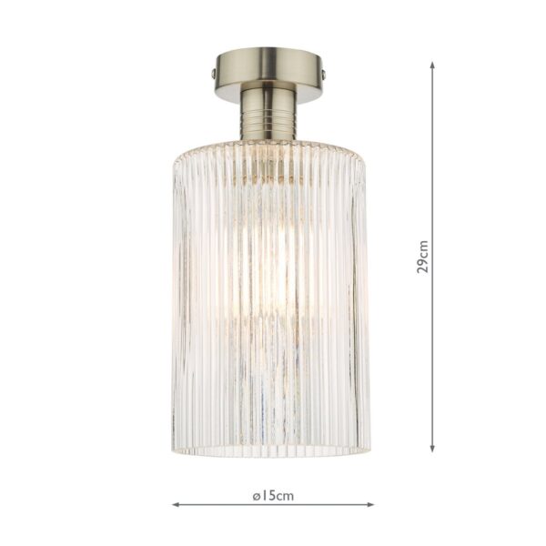 Emerson Semi Flush Antique Chrome Cylinder Ribbed Glass - Image 7