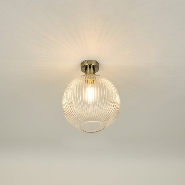 Emerson Semi Flush Antique Chrome Round Ribbed Glass - Image 3