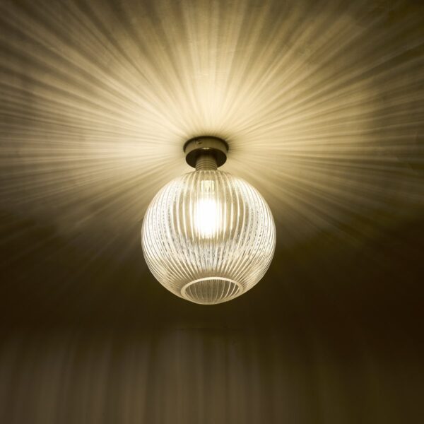Emerson Semi Flush Antique Chrome Round Ribbed Glass - Image 4