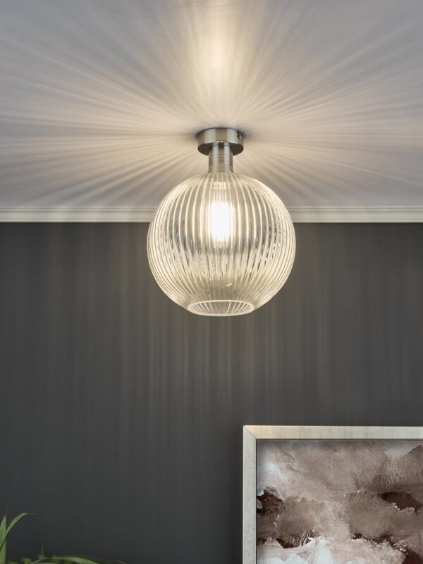 Emerson Semi Flush Antique Chrome Round Ribbed Glass - Image 6