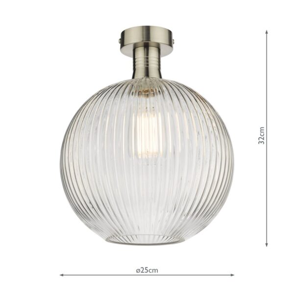 Emerson Semi Flush Antique Chrome Round Ribbed Glass - Image 7