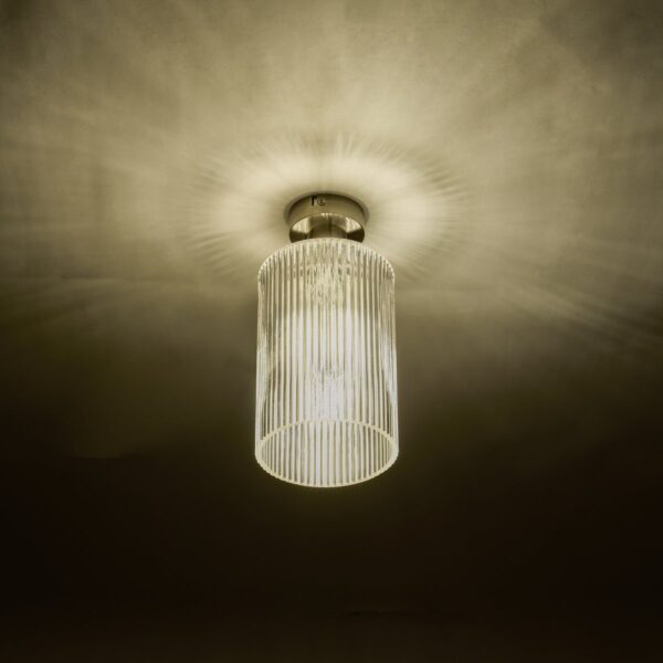 Emerson Semi Flush Antique Brass Cylinder Ribbed Glass - Image 4