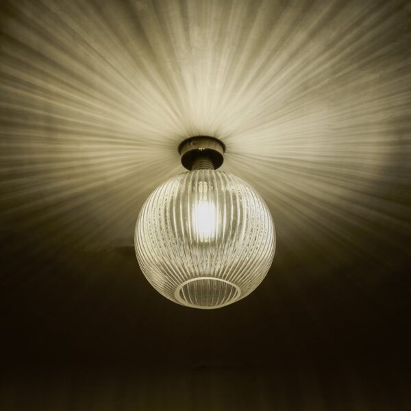 Emerson Semi Flush Antique Brass Round Ribbed Glass - Image 4