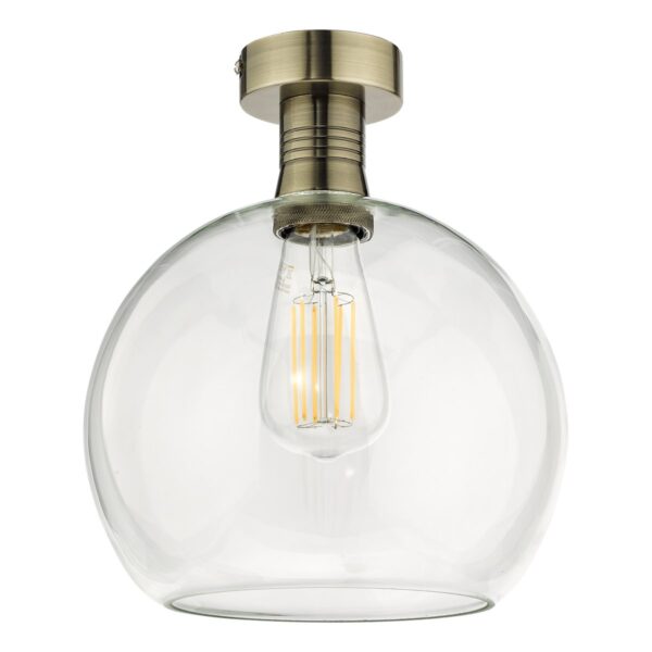 Emerson Semi Flush Antique Brass Round Clear Glass - Image 2
