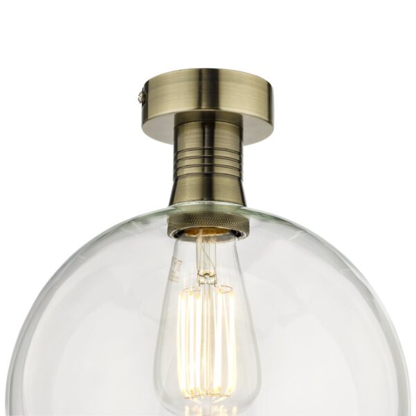 Emerson Semi Flush Antique Brass Round Clear Glass - Image 3