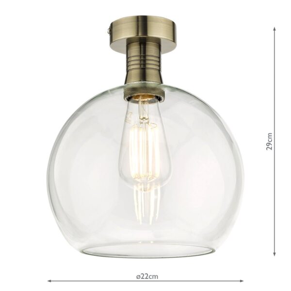 Emerson Semi Flush Antique Brass Round Clear Glass - Image 6