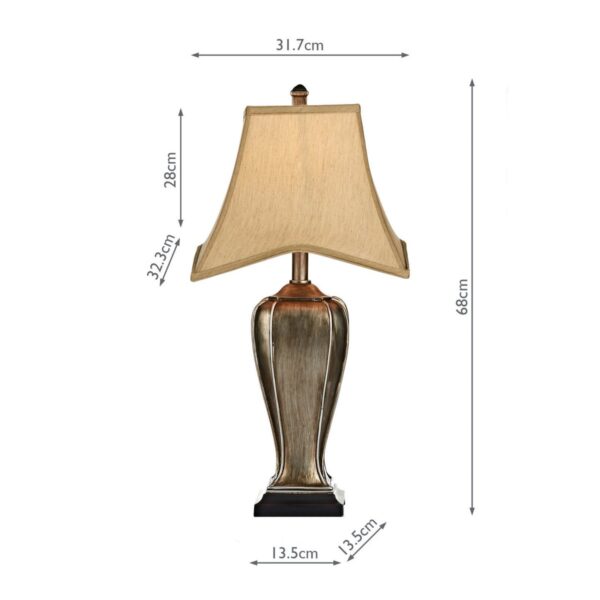 Emlyn Table Lamp Silver/Gold With Shade - Image 5