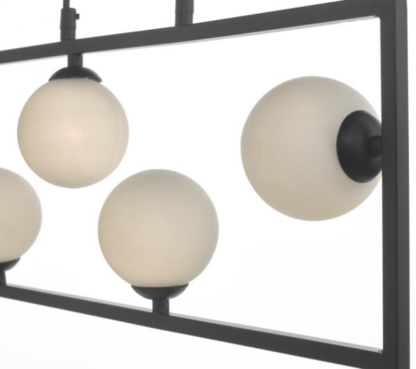 Ensio 4 Light Pendant Matt Black & Opal Glass - Image 4