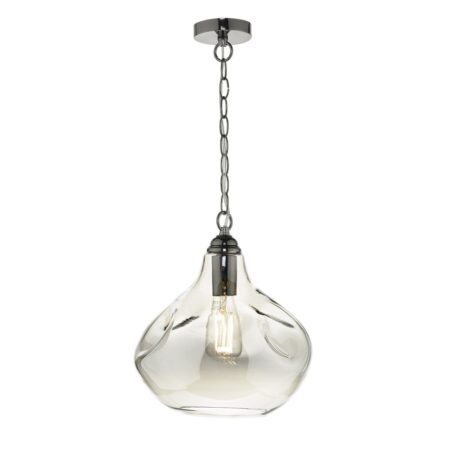 Esarosa 1 Light Pendant Black Chrome And Smoked Glass