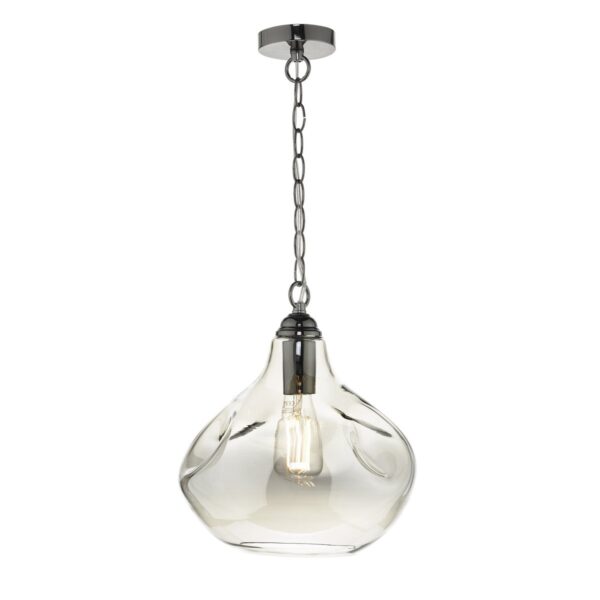 Esarosa 1 Light Pendant Black Chrome And Smoked Glass