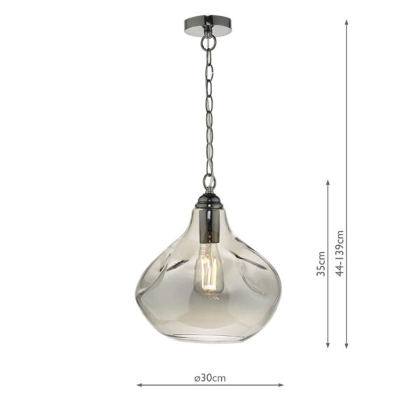 Esarosa 1 Light Pendant Black Chrome And Smoked Glass - Image 6