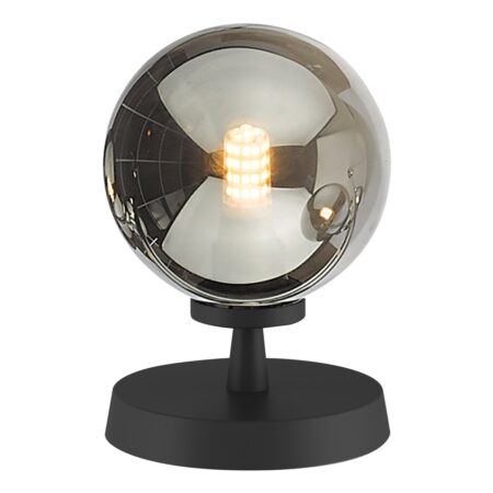 Esben Touch Table Lamp Matt Black With Smoked Glass