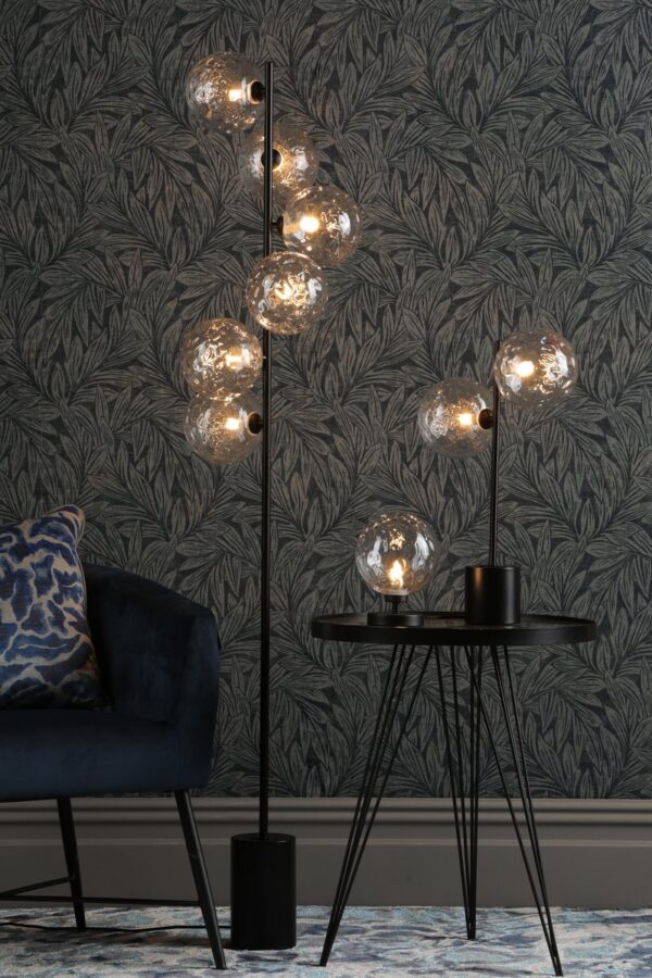 Esben Table Lamp Matt Black Clear Dimpled Glass - Image 4