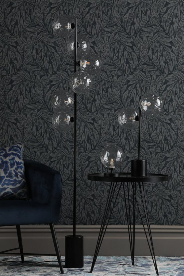 Esben Table Lamp Matt Black Clear Dimpled Glass - Image 5