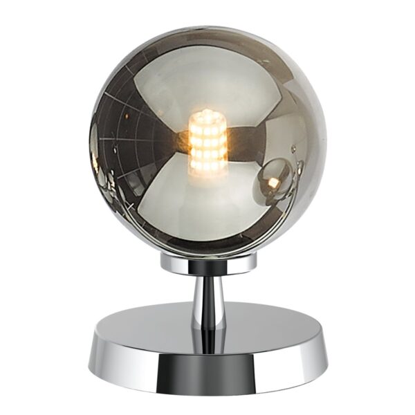 Esben Touch Table Lamp Polished Chrome With Smoked Glass