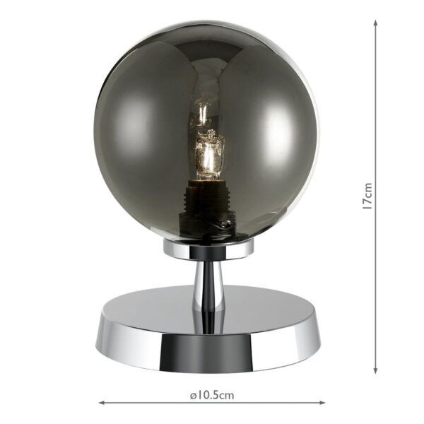 Esben Touch Table Lamp Polished Chrome With Smoked Glass - Image 3